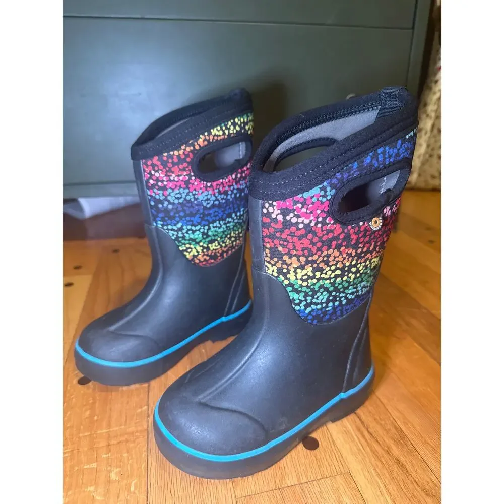 BOGS Classic II Rainbow Dots Kids 10 Waterproof Insulated Winter Snow Boots